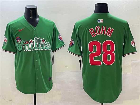 Mens Philadelphia Phillies #28 Alec Bohm Green Phanatic Limited Stitched Jersey